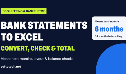 Convert bank statements to Excel for bankruptcy and bookkeeping catch-up