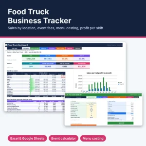 Food truck business tracker Excel template cover