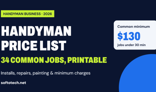 Handyman price list for 34 common jobs, printable, 2026