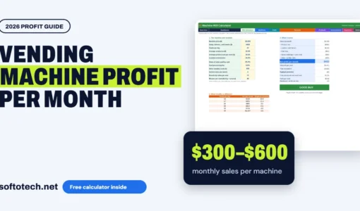 Vending machine profit per month: $300–$600 monthly sales per machine