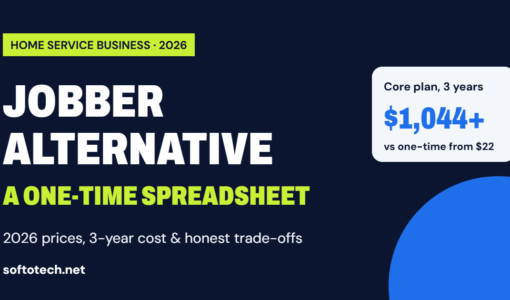 Jobber alternative: one-time spreadsheet compared with Jobber 2026 pricing