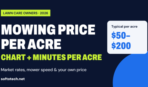 Lawn mowing price per acre chart and mowing time per acre, 2026