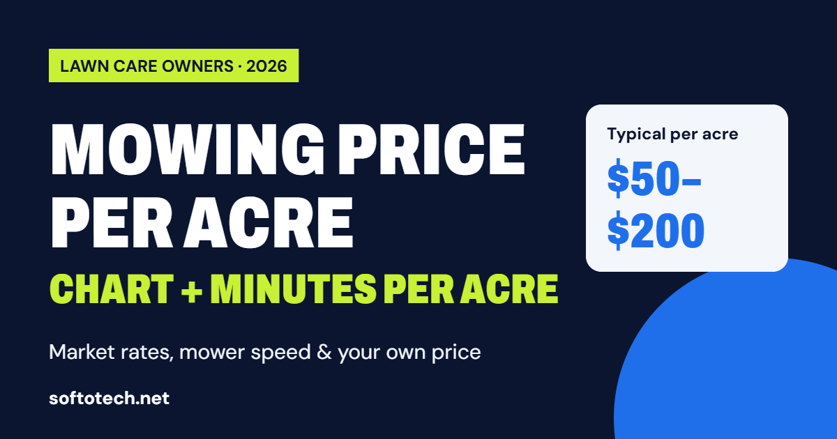 Lawn mowing price per acre chart and mowing time per acre, 2026