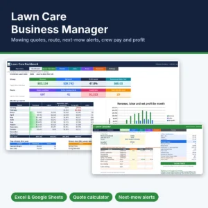 Lawn care business manager spreadsheet for Excel and Google Sheets