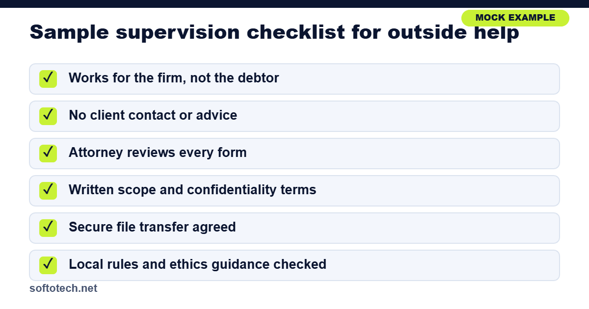 Mock supervision checklist for attorneys who use outside paralegal help