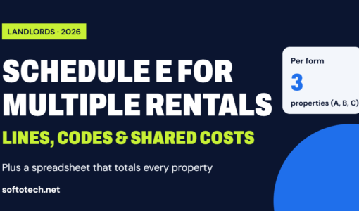 Schedule E for multiple rental properties: lines, property codes and a spreadsheet