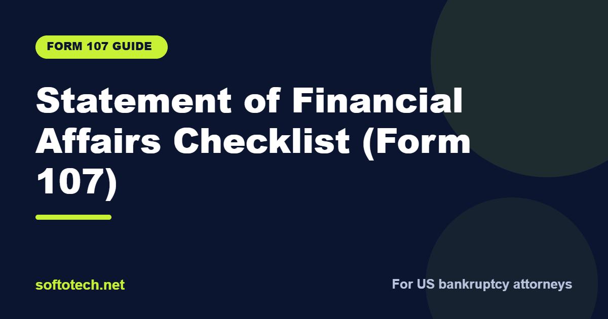 Statement of financial affairs Form 107 checklist